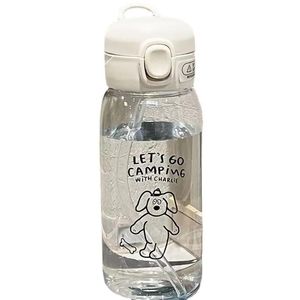 Plastic Water Bottle With Straw "lets go camping with charlie"